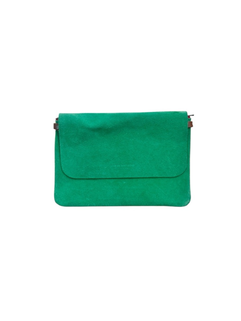 Rue De Bretagne Paris green suede zip up flap pouch